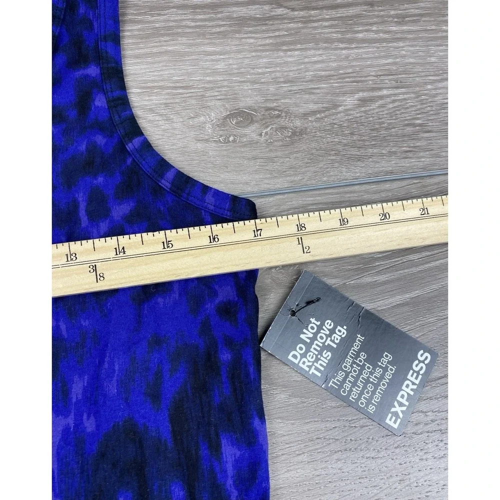 Express Women's Sleeveless Leopard Print‎ Mini Dress Tank Blue Black Large New